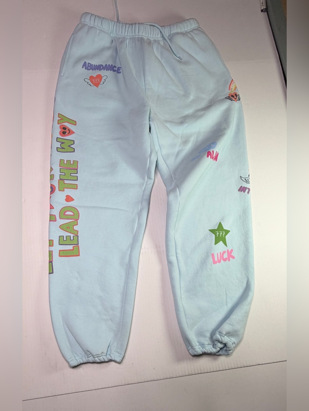 The Mayfair Group Lead The Way Graphic Sweatpants NWOT Blue S/M
